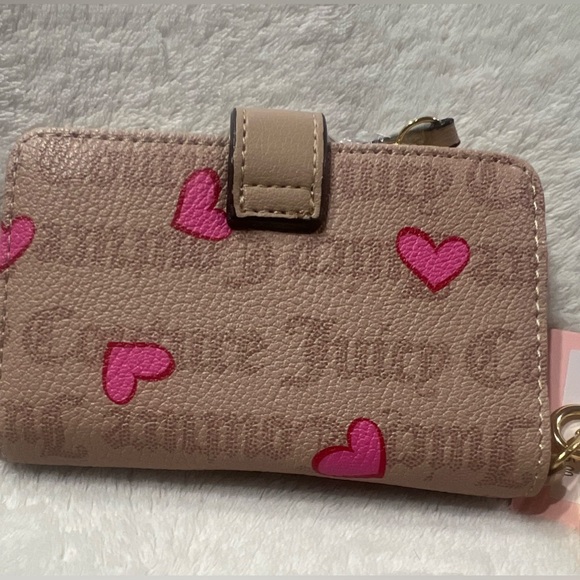Juicy couture CAFE ADDICTED LOVE WALLET tan pink hearts - Picture 8 of 8
